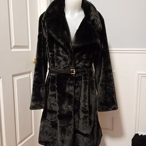 Luxurious Black Faux Fur Coat